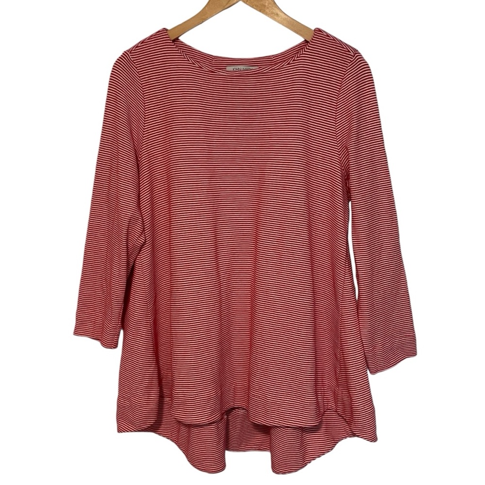 JOHN MARK Striped Cotton Boatneck Swing Top Red White Women’s Size Medium